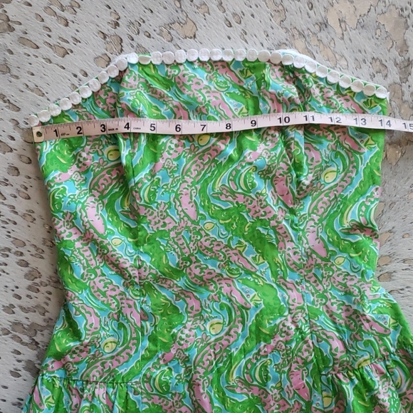 Lilly Pulitzer Jordan Strapless Dress Chomp Chomp Fit & Flare Sz2 - Picture 4 of 9